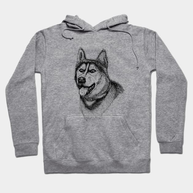 Siberian Husky Illustration Hoodie by PrintablesPassions